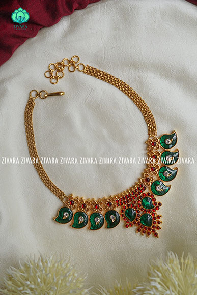 GREEN ENAMEL - CHAITHRA  - HANDMADE NECKWEAR- latest kemp dance jewellery collection