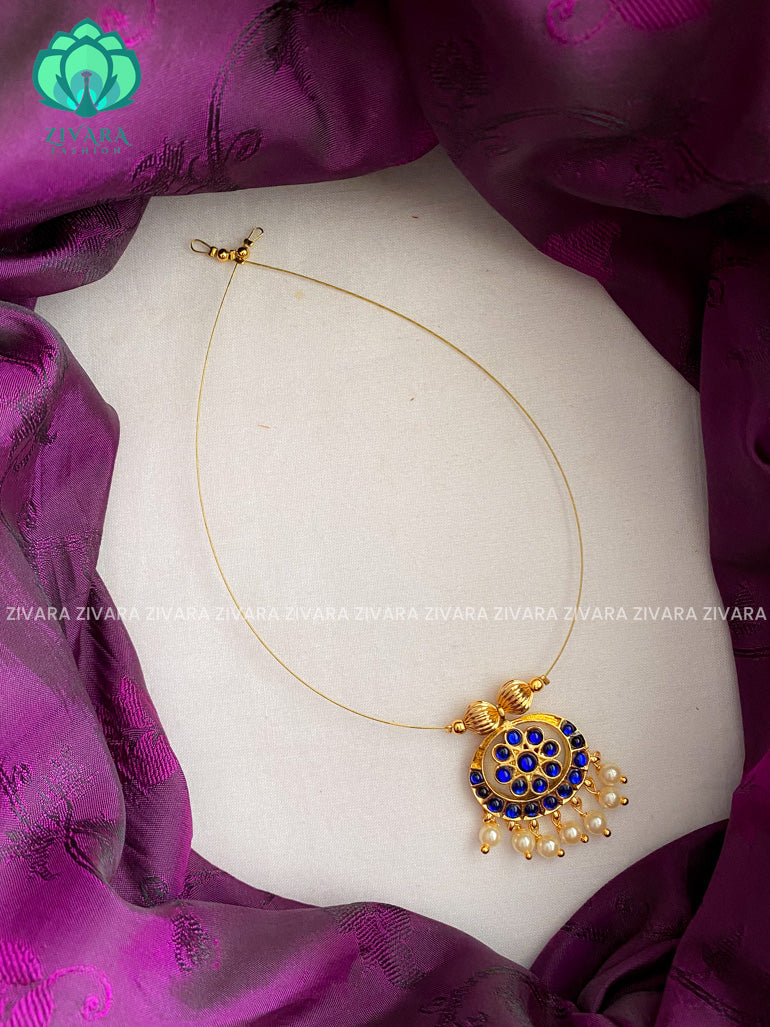 Uthara - invisble double side pendant kemp neckwear  jewellery series- latest kempjewellery - full blue and full green Zivara Fashion