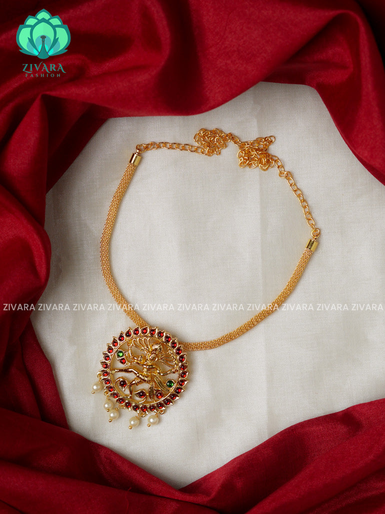Red and Green- INIYA - Simple kemp attigai neckwear - latest kemp dance jewellery collection