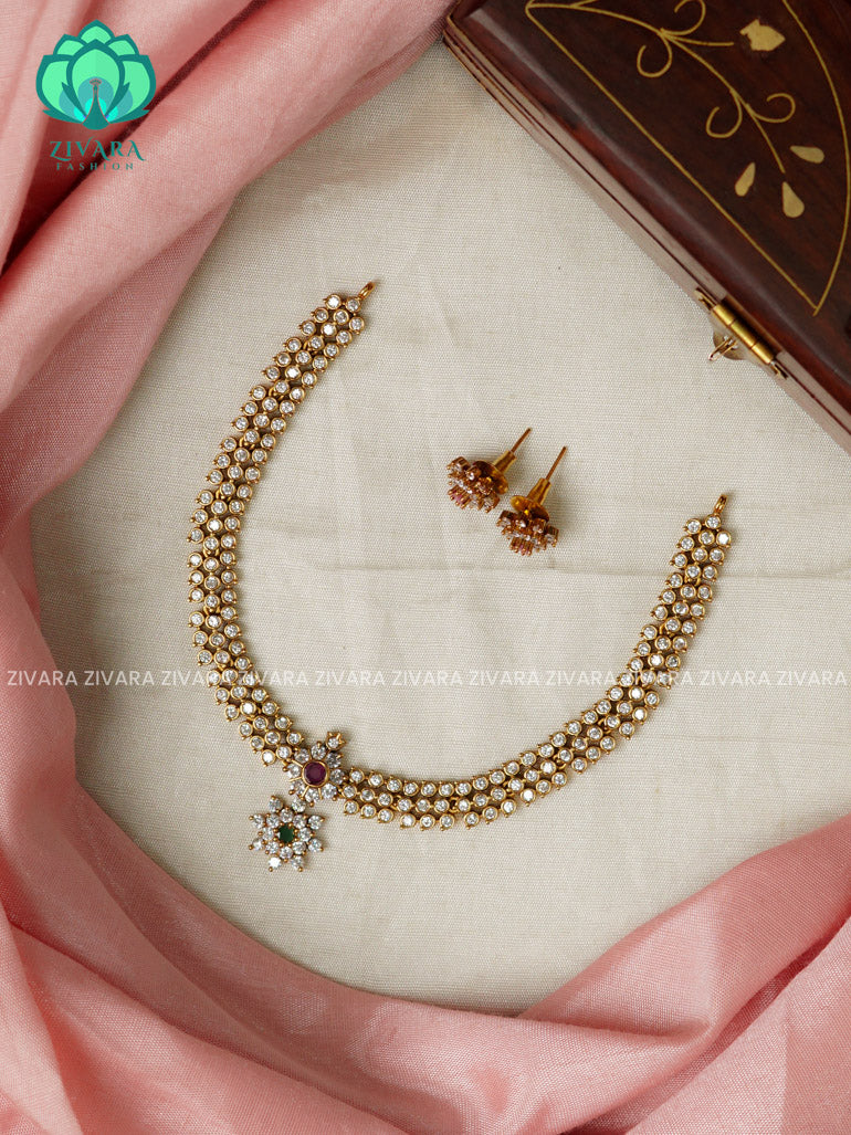 KIDS FRIENDLY MOTIF FREE- Traditional south indian premium neckwear with earrings- Zivara Fashion- latest jewellery design