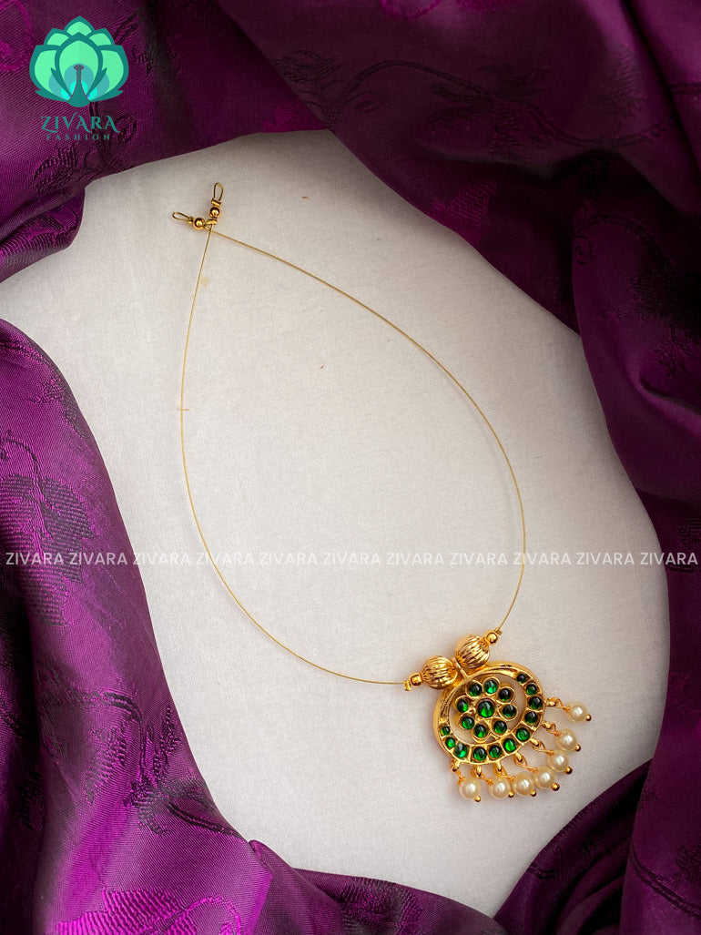 Uthara - invisble double side pendant kemp neckwear  jewellery series- latest kempjewellery - full blue and full green Zivara Fashion