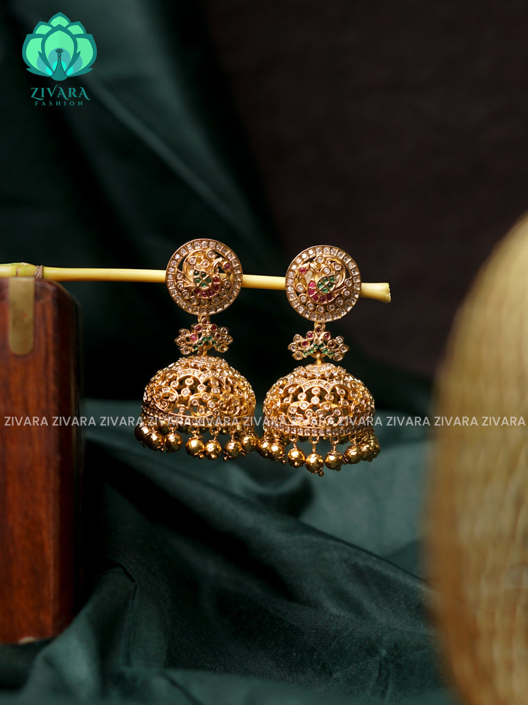 BIG ANNAM COIN TYPE (2 INCHES) - TRADITIONAL PREMIUM MATTE  polish JHUMKA- latest jewellery collection- zivara fashion