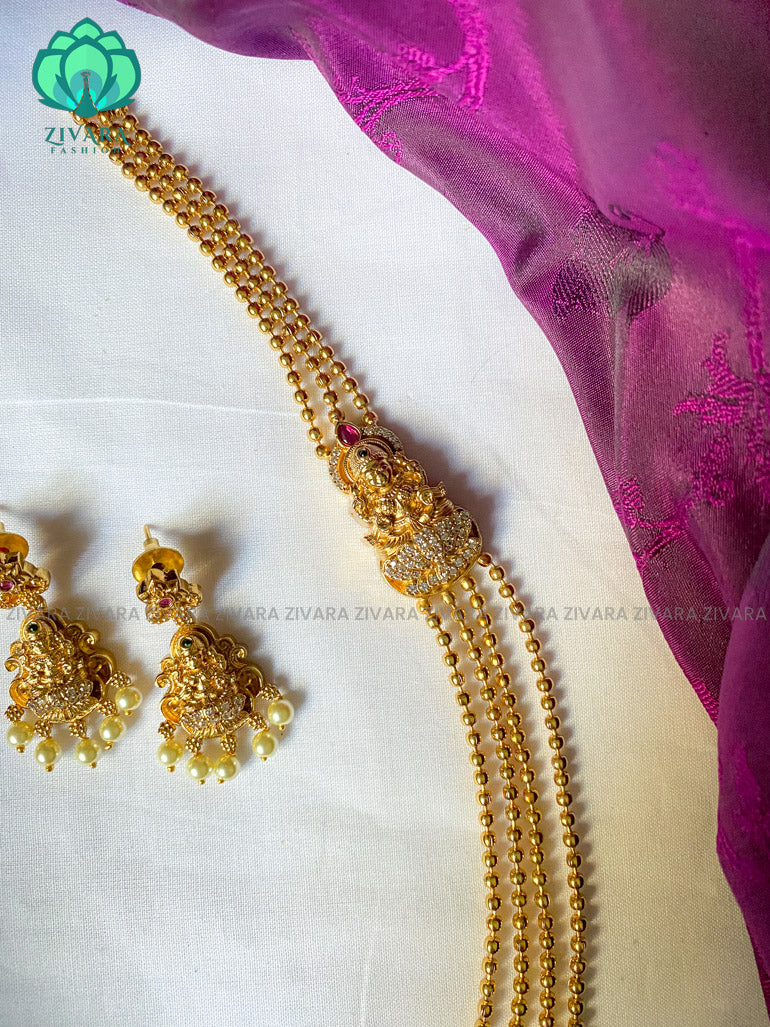 Hotselling temple mogapu Neckwear with earrings- CZ Matte Finish- Zivara Fashion