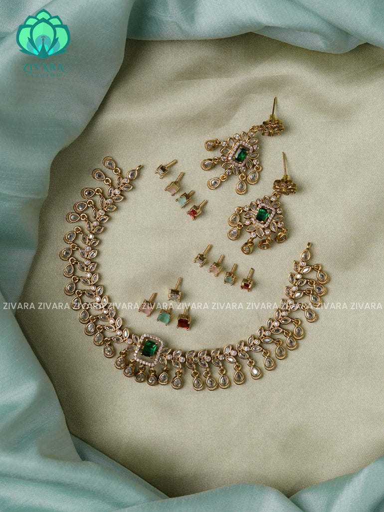 Interchangable hotselling NECKWEAR with earrings - latest pocket friendly south indian jewellery collection