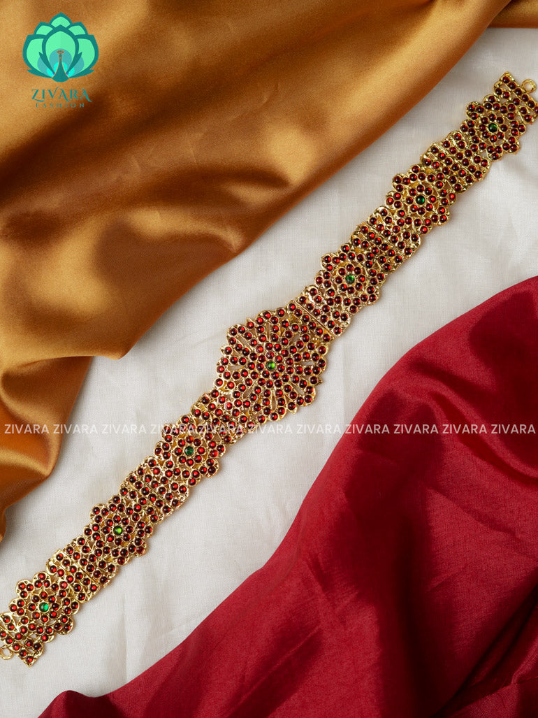 Red and green - kemp dance 13 inch style kids exclusive hipbelts - Latest South indian budget friendly hipbelt collection- Zivara Fashion