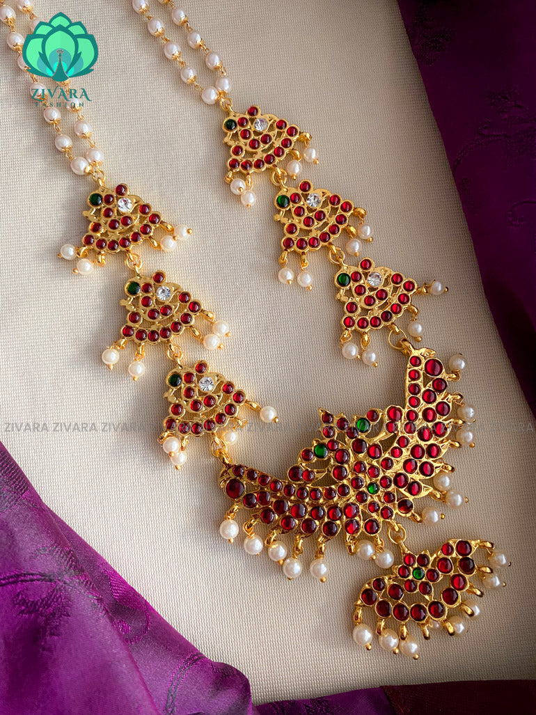 RED AND GREEN- Akansha -- HANDMADE LONG NECKWEAR- latest kemp dance jewellery collection