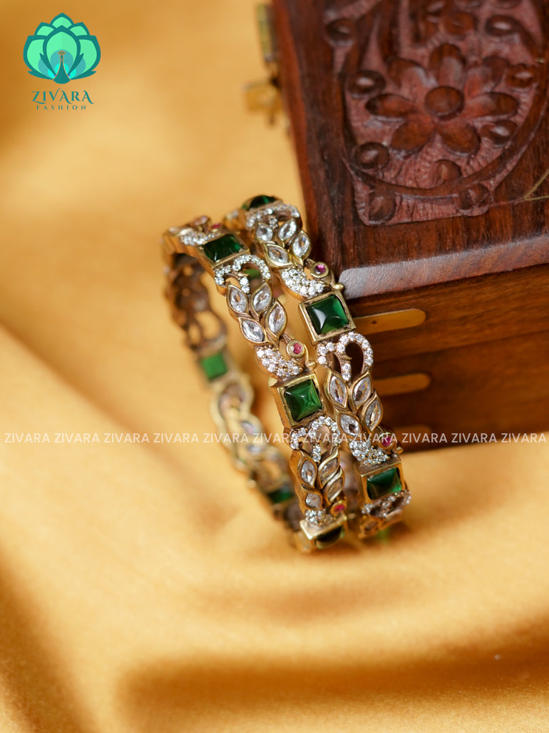 PEACOCK -Premium VICTORIA DARK  finish bangles- latest jewellery collection- Zivara Fashion