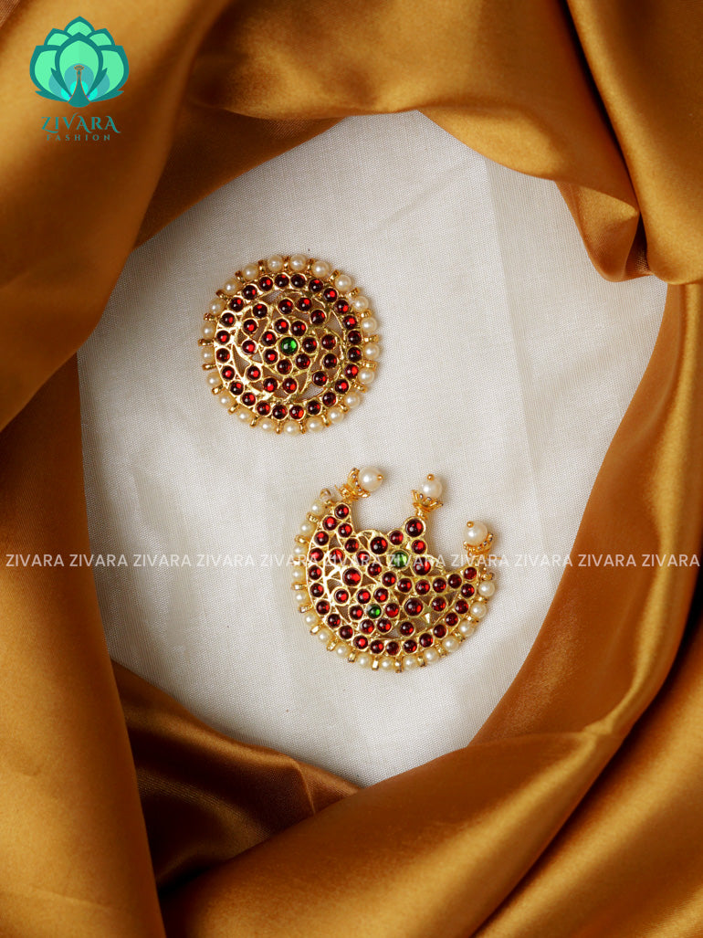 RUBY and GREEN -SURYA CHANDRA - TRADITIONAL(2.5 INCHES) KEMP DANCE HAIR ACCESSORIES- ZIVARA FASHION