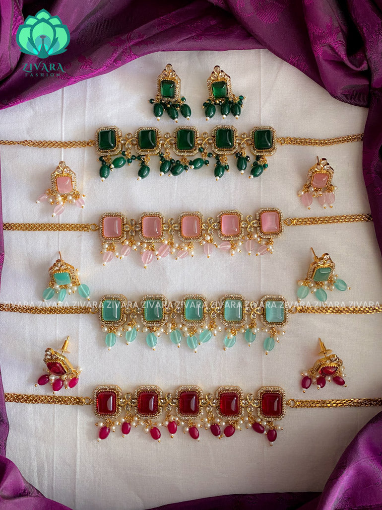 Viral Budget friendly motif free Box choker Premium quality CZ Matte collection