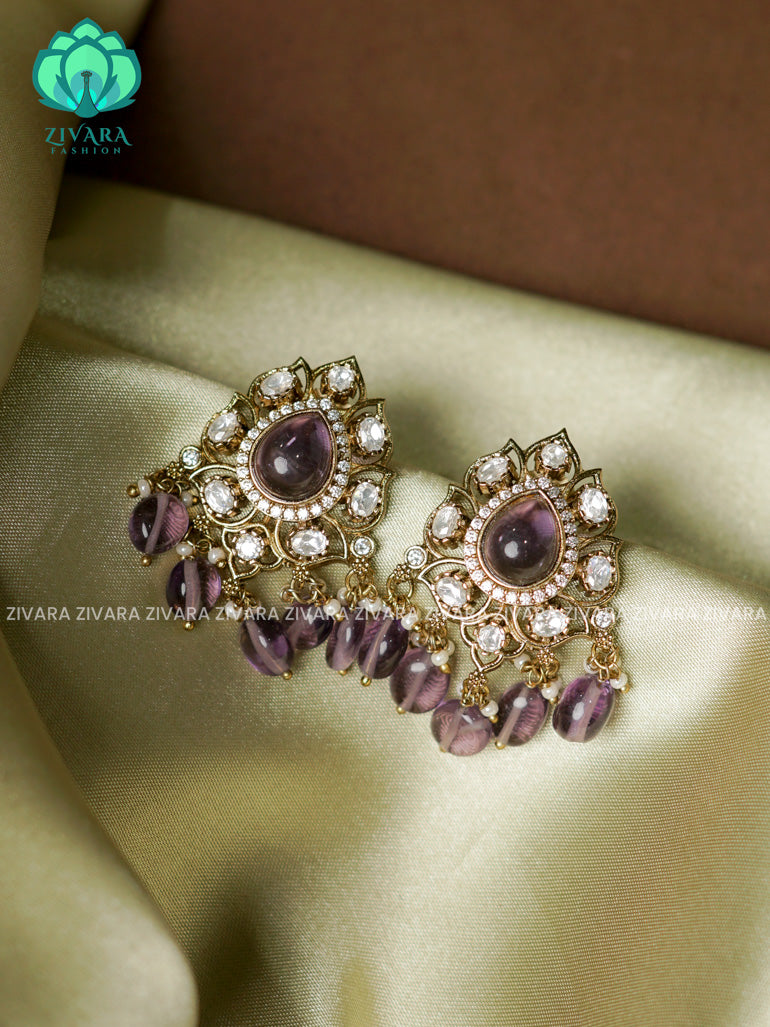 Purple- PROMINENT SIZED - VICTORIA DARK POLISH STUDS- latest jewellery collection- zivara fashion