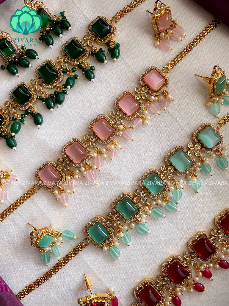 Viral Budget friendly motif free Box choker Premium quality CZ Matte collection