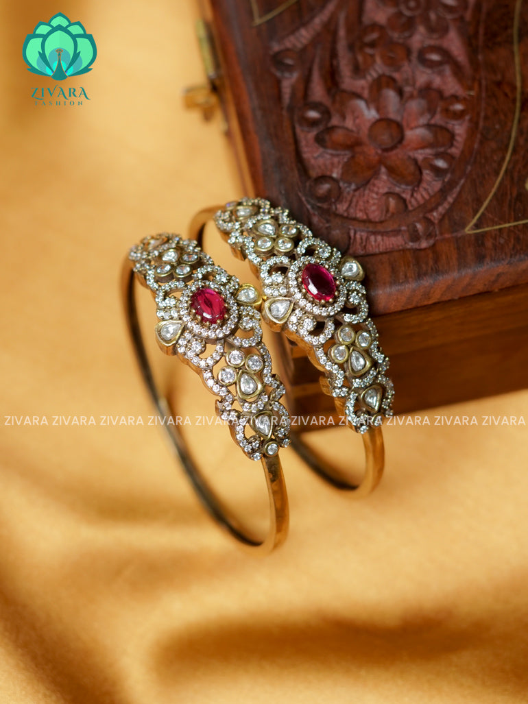 RUBY STONE SARADU -Premium VICTORIA DARK  finish bangles- latest jewellery collection- Zivara Fashion
