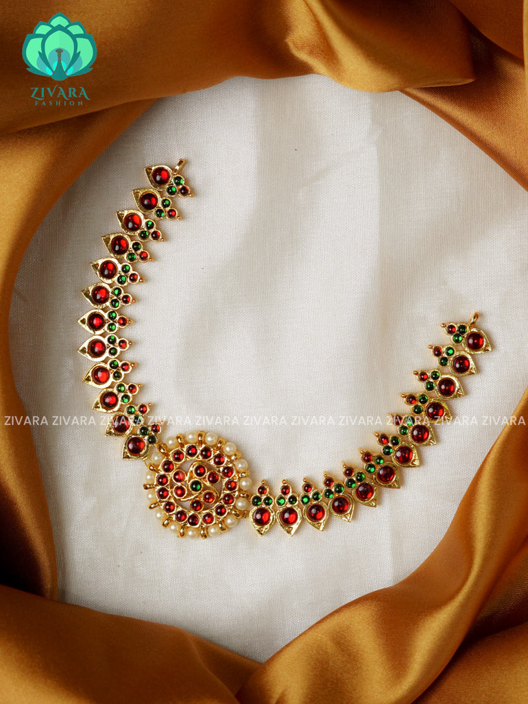 RED AND GREEN - MINI POOJA - KIDS SIZE HANDMADE NECKWEAR- latest kemp dance jewellery collection