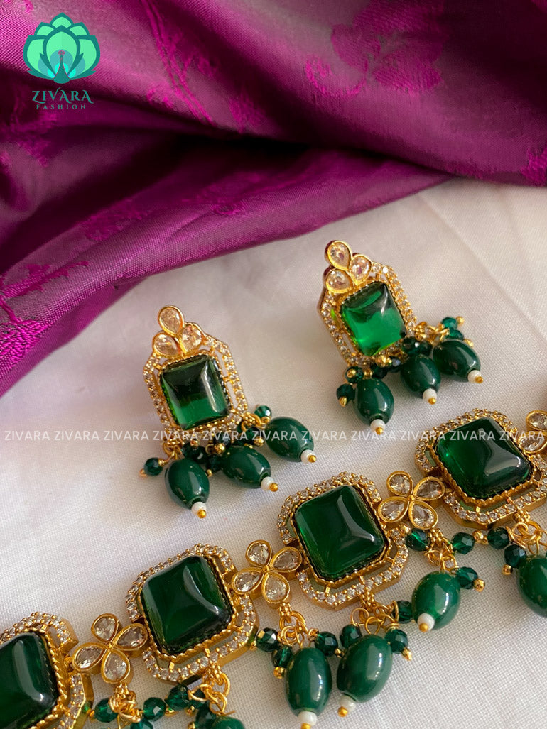 Viral Budget friendly motif free Box choker Premium quality CZ Matte collection