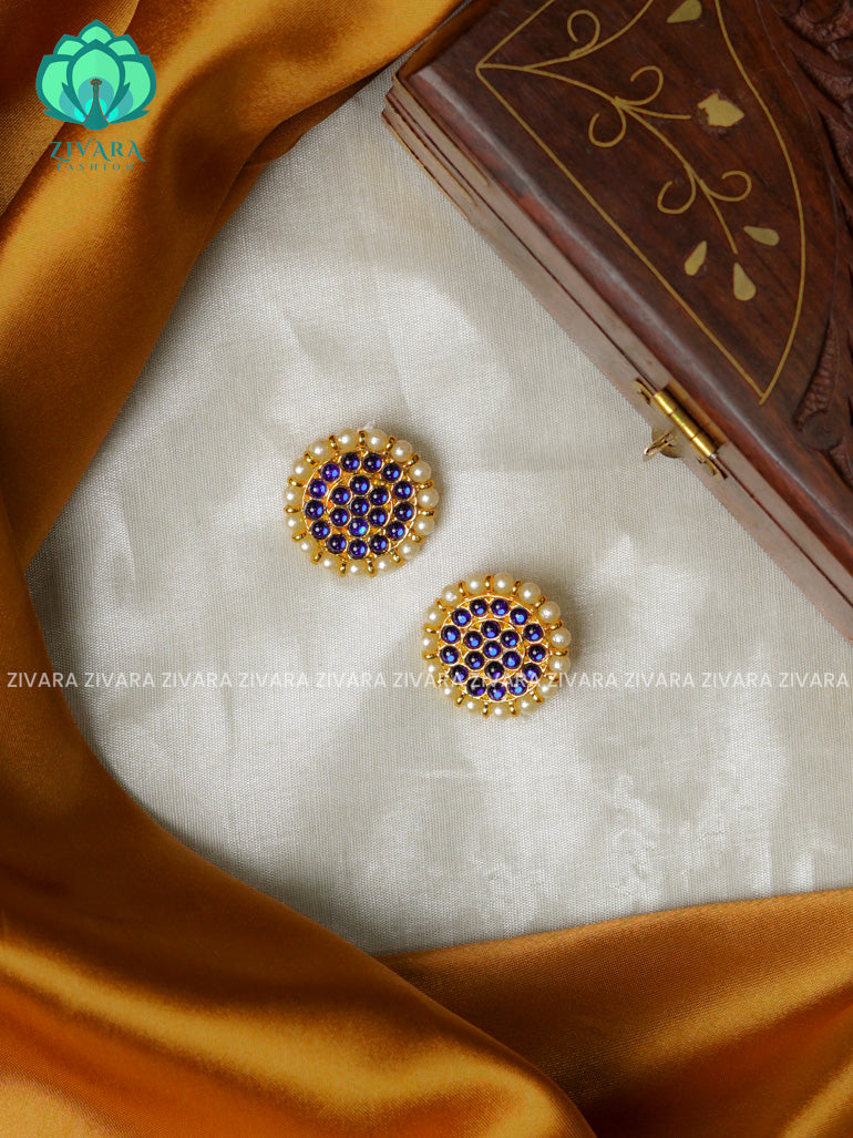 BLUE - VASUNDARA STUDS- HANDMADE EARRINGS - latest kemp dance jewellery collection
