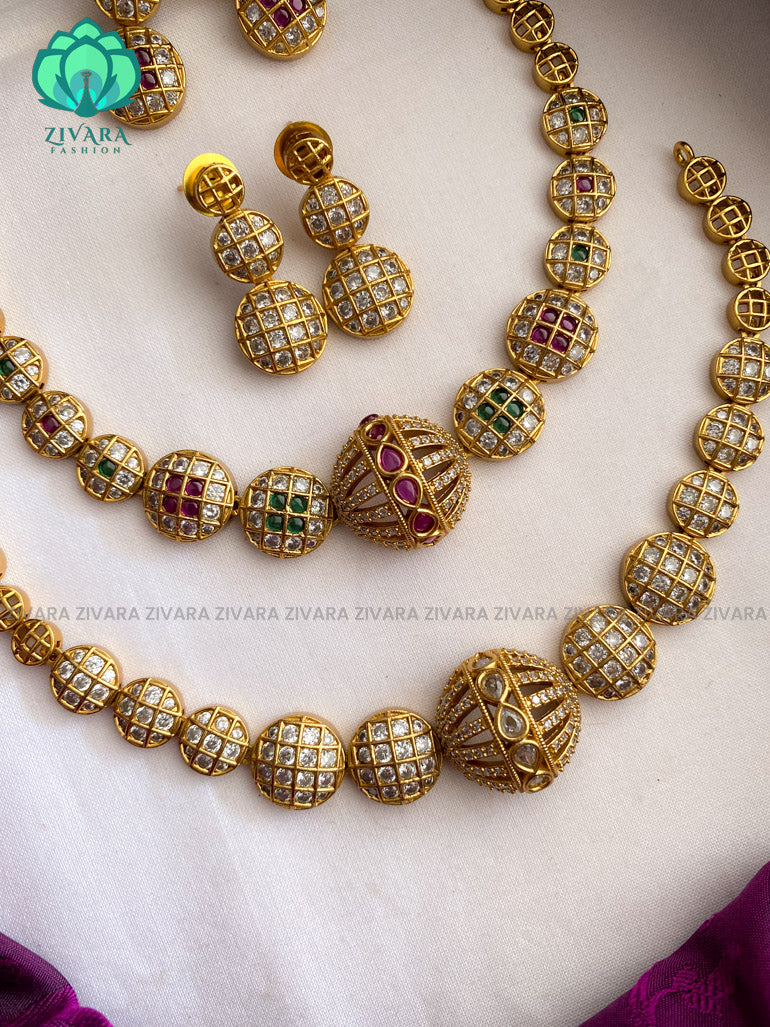 HOTSELLING HALF BALL MOTIF  hasli neckwear with earrings- latest gold look alike collection