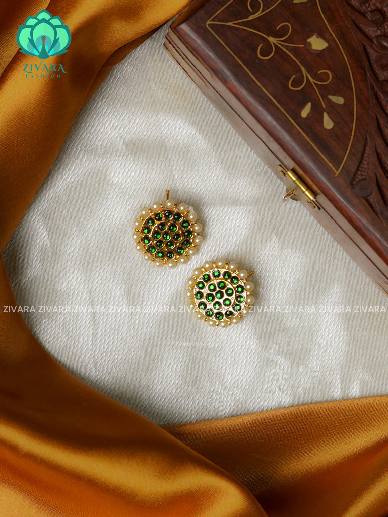 GREEN   - VASUNDARA STUDS- HANDMADE EARRINGS - latest kemp dance jewellery collection