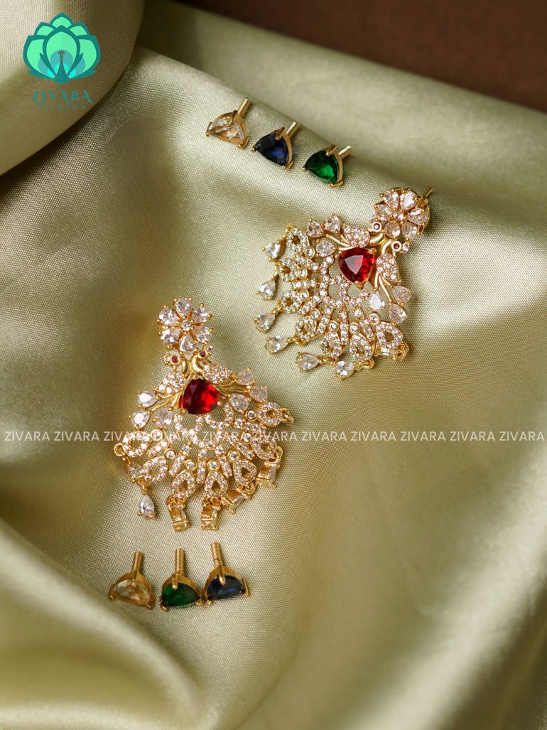 BRIDAL  INTERCHANGABLE STUDS - TRADITIONAL PREMIUM MATTE  polish BALI- latest jewellery collection- zivara fashion