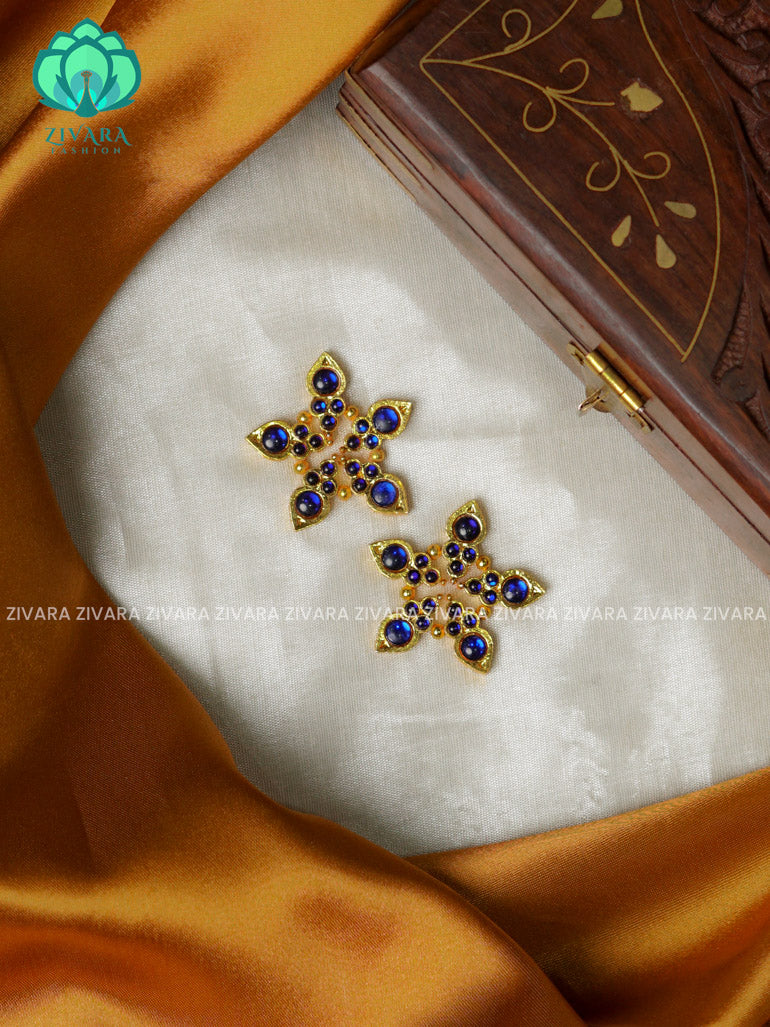 BLUE  -MALAR STUDS- HANDMADE EARRINGS - latest kemp dance jewellery collection