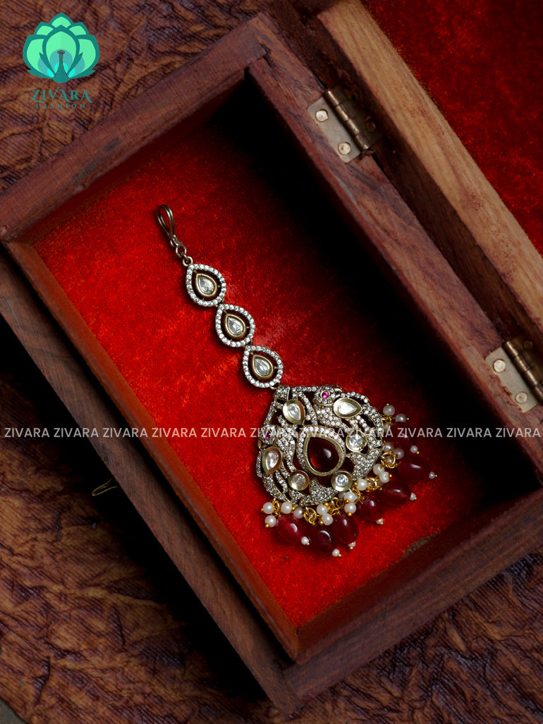 Victoria dark polish - Bridal maang tikka, chutti- bridal head accessory- latest bridal collection - Zivara fashion