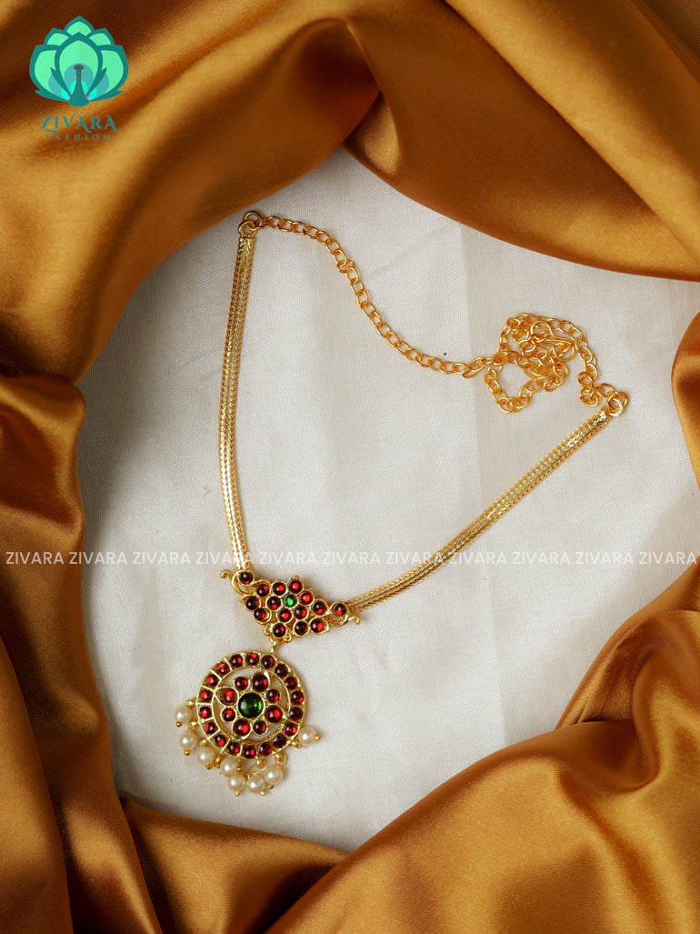 Red and Green- INIYA - Simple kemp attigai neckwear - latest kemp dance jewellery collection