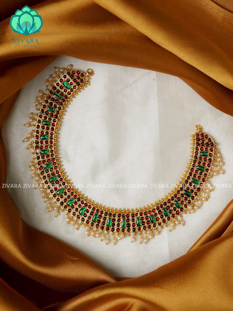RED AND GREEN - PRIYA - HANDMADE NECKWEAR- latest kemp dance jewellery collection