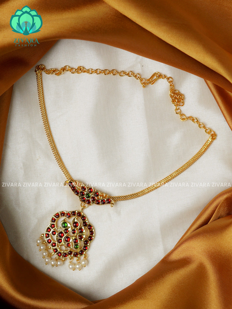 Red and Green- INIYA - Simple kemp attigai neckwear - latest kemp dance jewellery collection