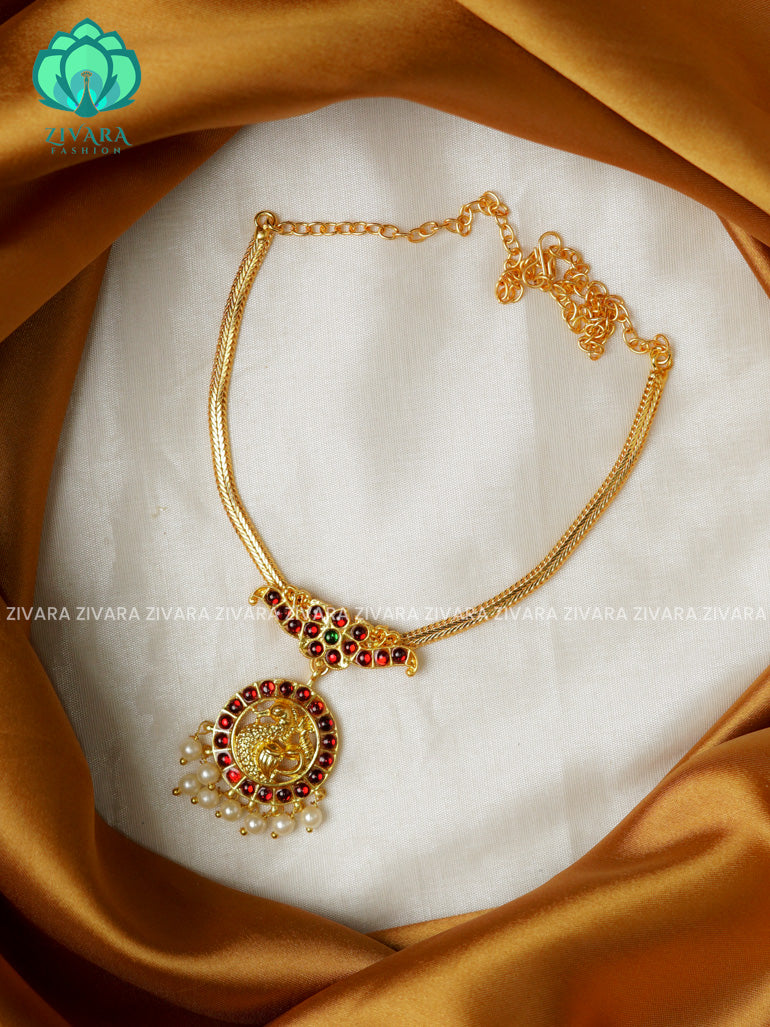 Red and Green- INIYA - Simple kemp attigai neckwear - latest kemp dance jewellery collection