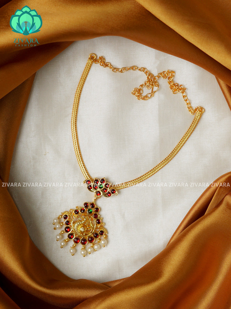 Red and Green- INIYA - Simple kemp attigai neckwear - latest kemp dance jewellery collection