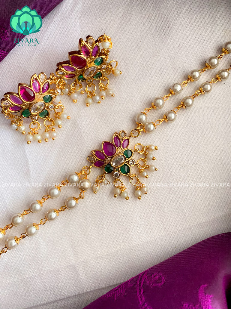 HANDMADE LOTUS PEARL - HANDMADE TRADITIONAL CHOKER COLLECTION WITH EARRINGS- LATEST JEWELLERY COLLECTION