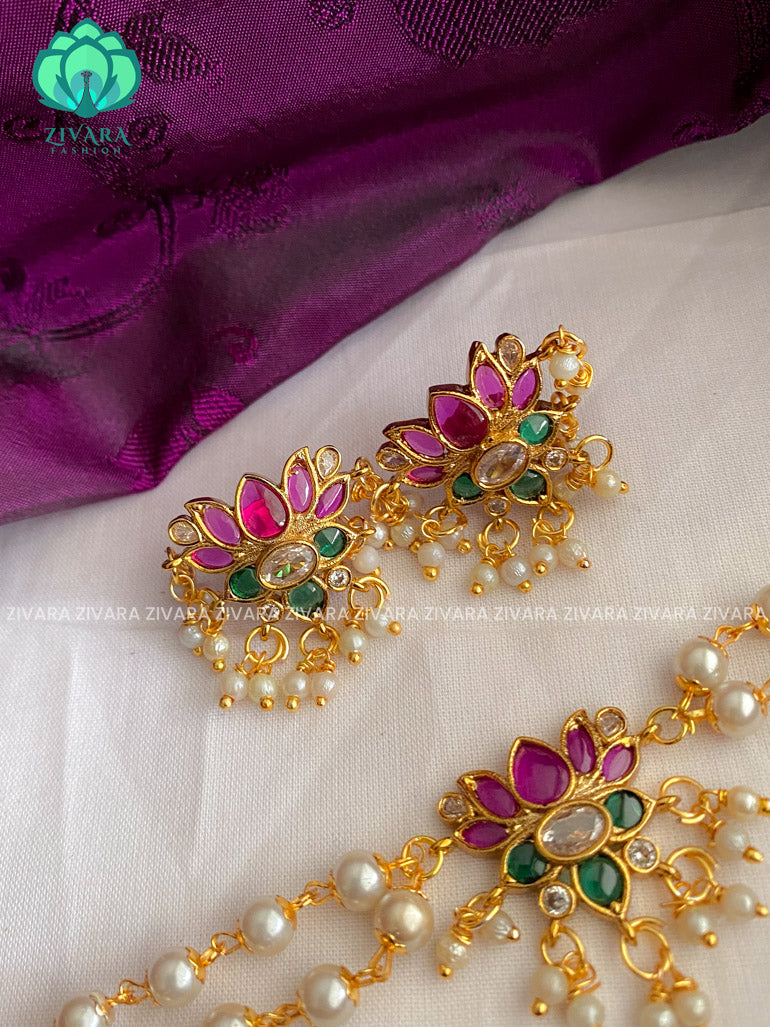 HANDMADE LOTUS PEARL - HANDMADE TRADITIONAL CHOKER COLLECTION WITH EARRINGS- LATEST JEWELLERY COLLECTION
