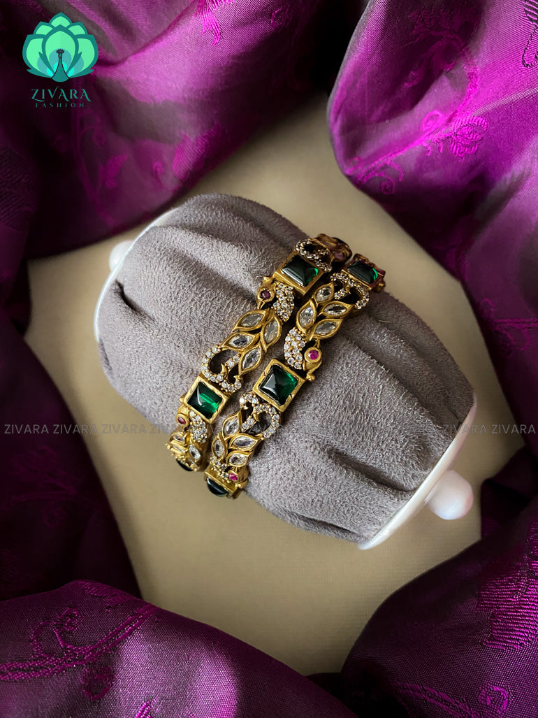 PEACOCK -Premium VICTORIA DARK  finish bangles- latest jewellery collection- Zivara Fashion
