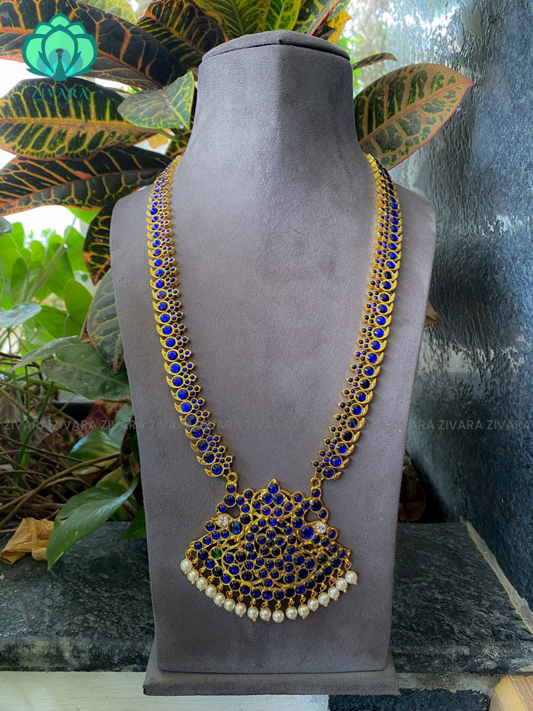 BLUE - LASYA  - HANDMADE LONG NECKWEAR- latest kemp dance jewellery collection