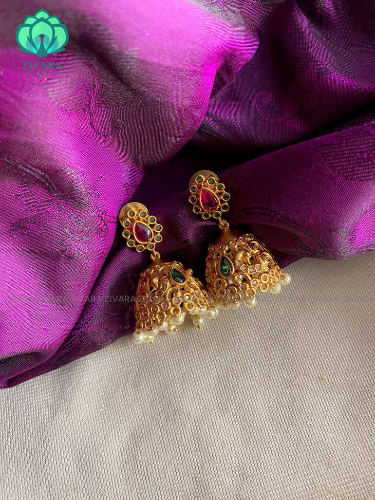 Kids friendly motif free cz matte choker with earrings - south indian jewellery with earrings-indian bridal jewellery