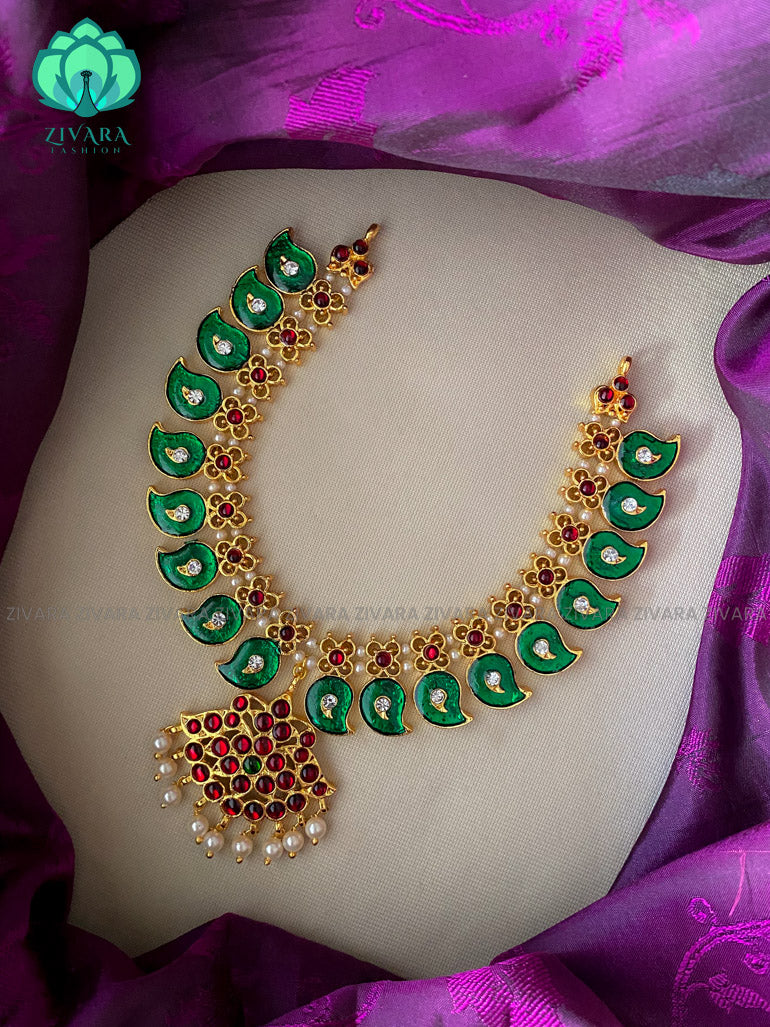 GREEN ENAMEL  - SANDHYA - HANDMADE NECKWEAR- latest kemp dance jewellery collection