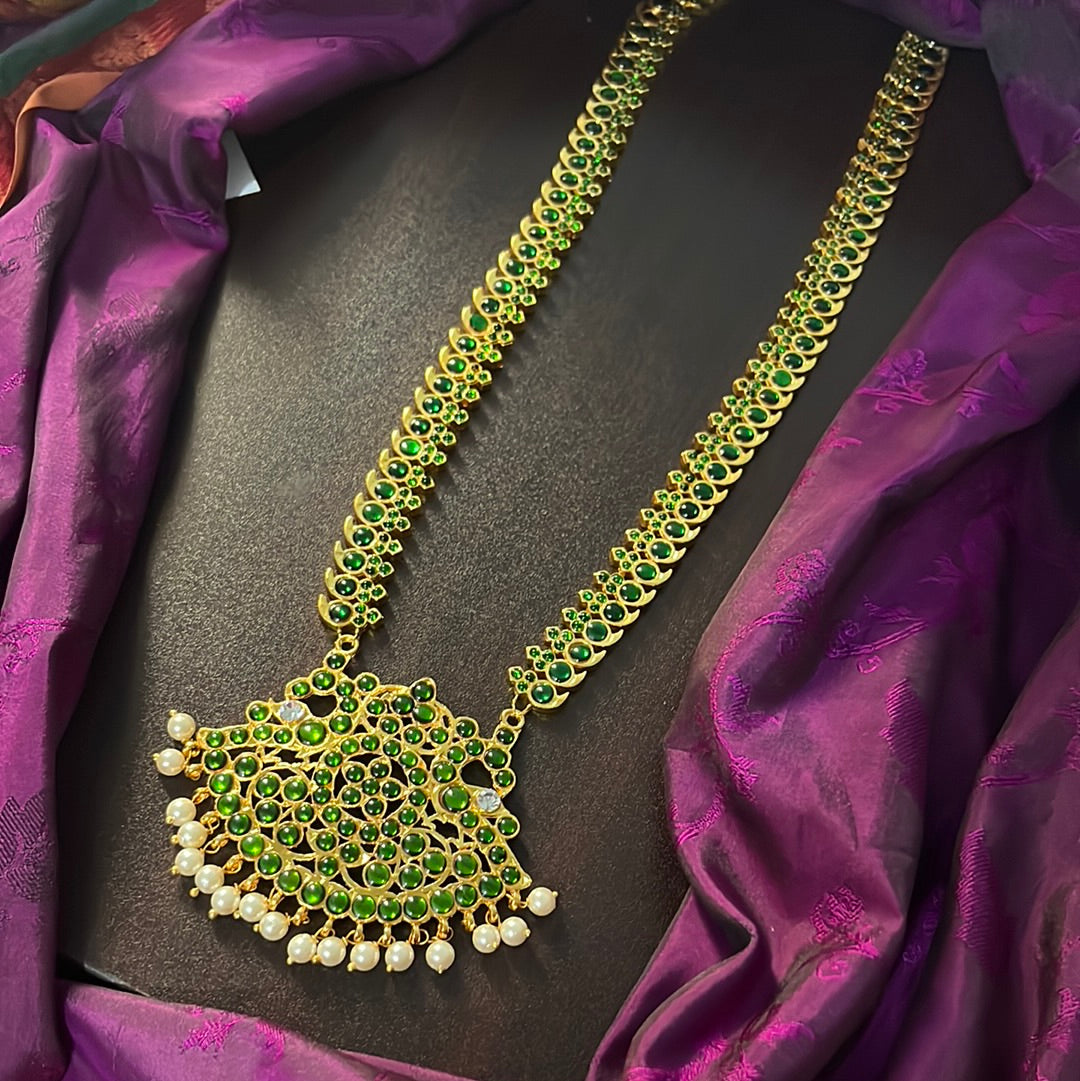 GREEN- LASYA  - HANDMADE LONG NECKWEAR- latest kemp dance jewellery collection