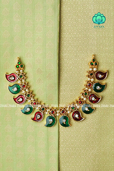 RED AND GREEN - MINI KAVITHA- Zivara Fashion exclusive neckwear - Indian Kids jewellery