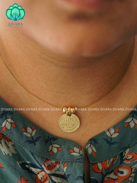 TAMARA- PREMIUM COIN INVISIBLE MINIMAL ELEGANT HANDMADE NECKLACE WITH BRILLIANT FINISH MOTIFS- ZIVARA FASHION