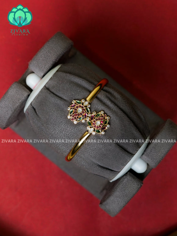 1 piece free size LOTUS KADA -Premium gold FINISH kada bangle- latest jewellery collection- Zivara Fashion