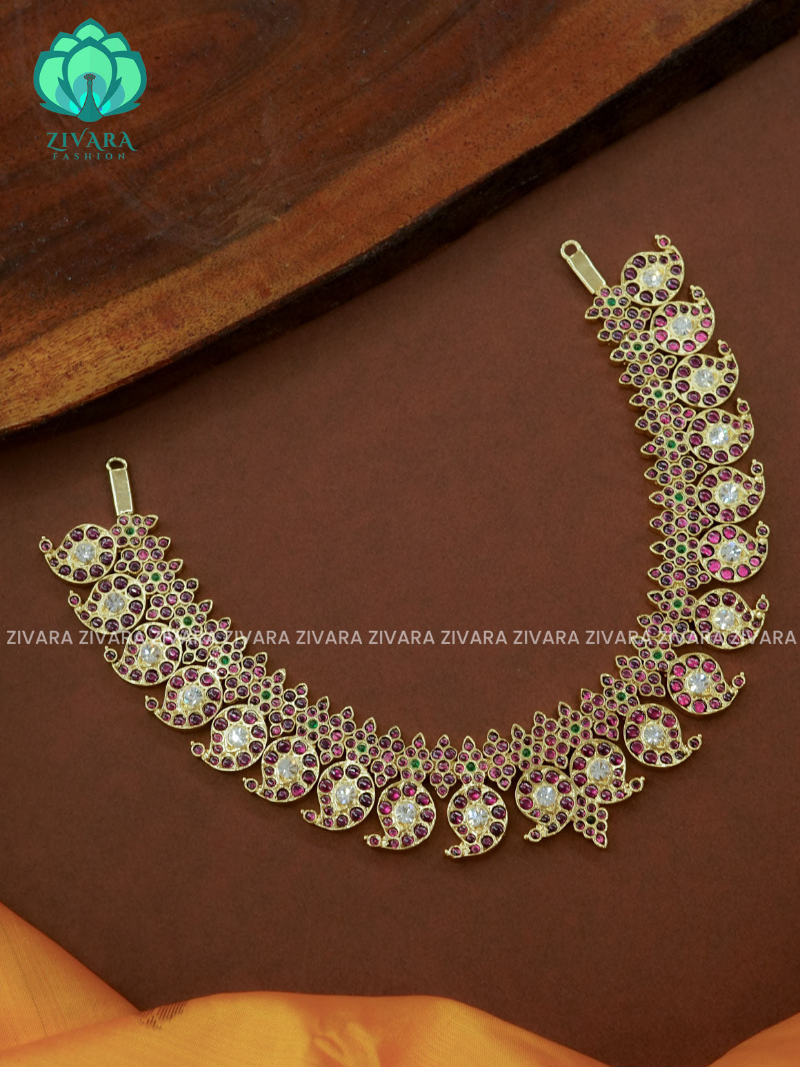 MATHANGI- NECKLACE- REAL KEMP BHARATHANATYAM DANCE PREMIUM JEWELLERY (PREORDER WITH 3 TO 10 DAYS DISPATCH TIME)