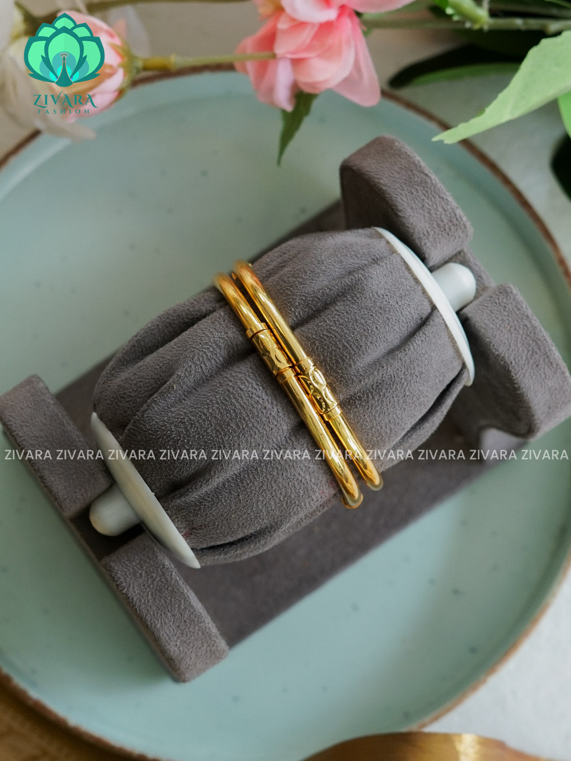 2 piece gold polish - Premium quality daily use bangles - Zivara fashion
