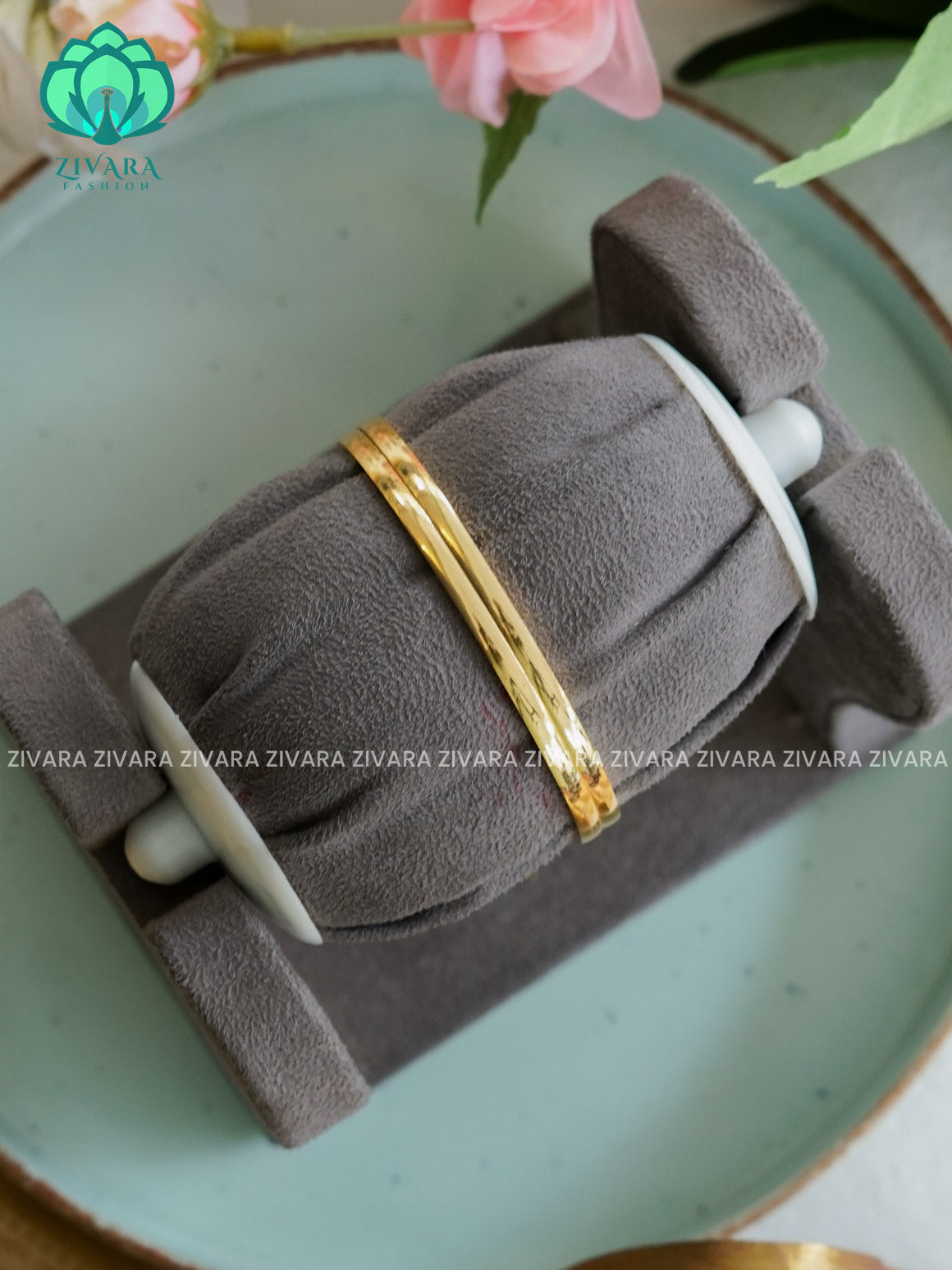 2 piece gold polish - Premium quality daily use bangles - Zivara fashion