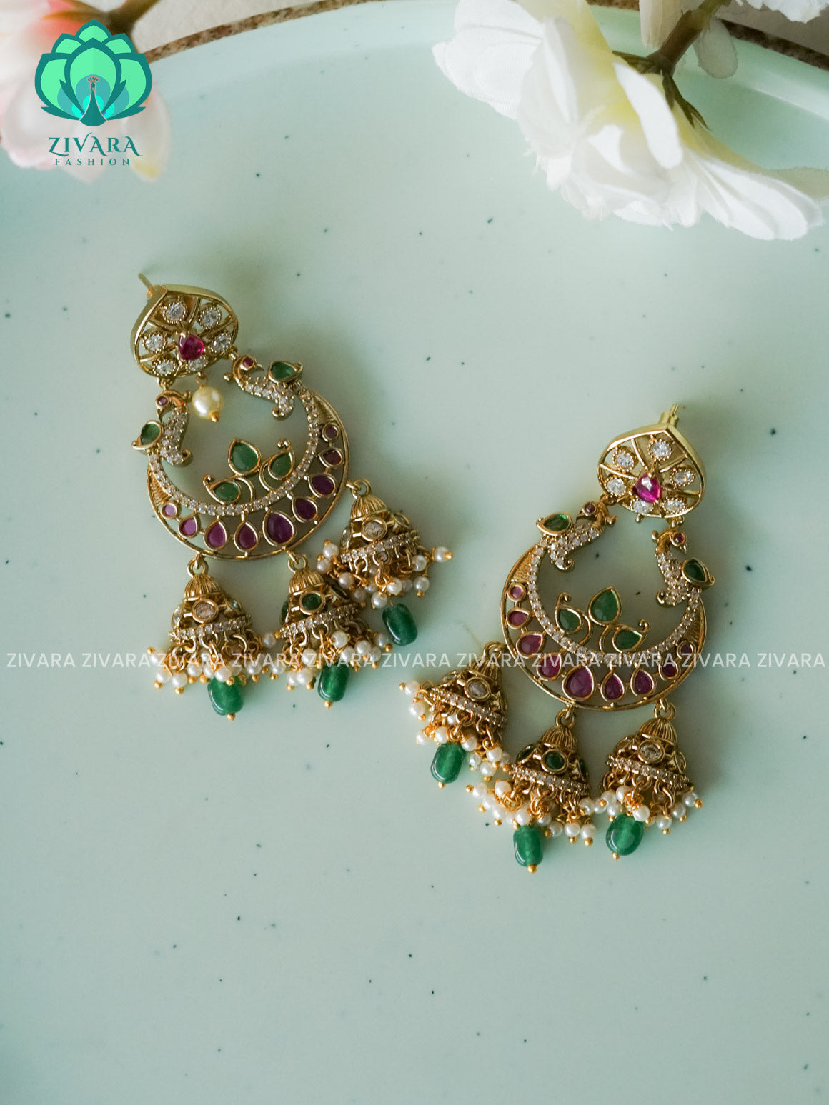 DIYA- BEAUTIFUL FESTIVE GREEN BEADS BALI -PREMIUM MATTE  polish BALI- latest jewellery collection- zivara fashion