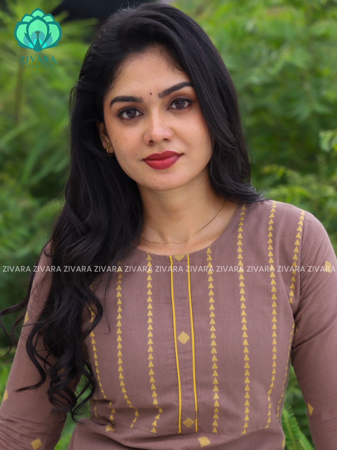 BROWN - Mona-  pure handloom cotton pre-washed Full length straight cut coord sets for women- Label Zivara