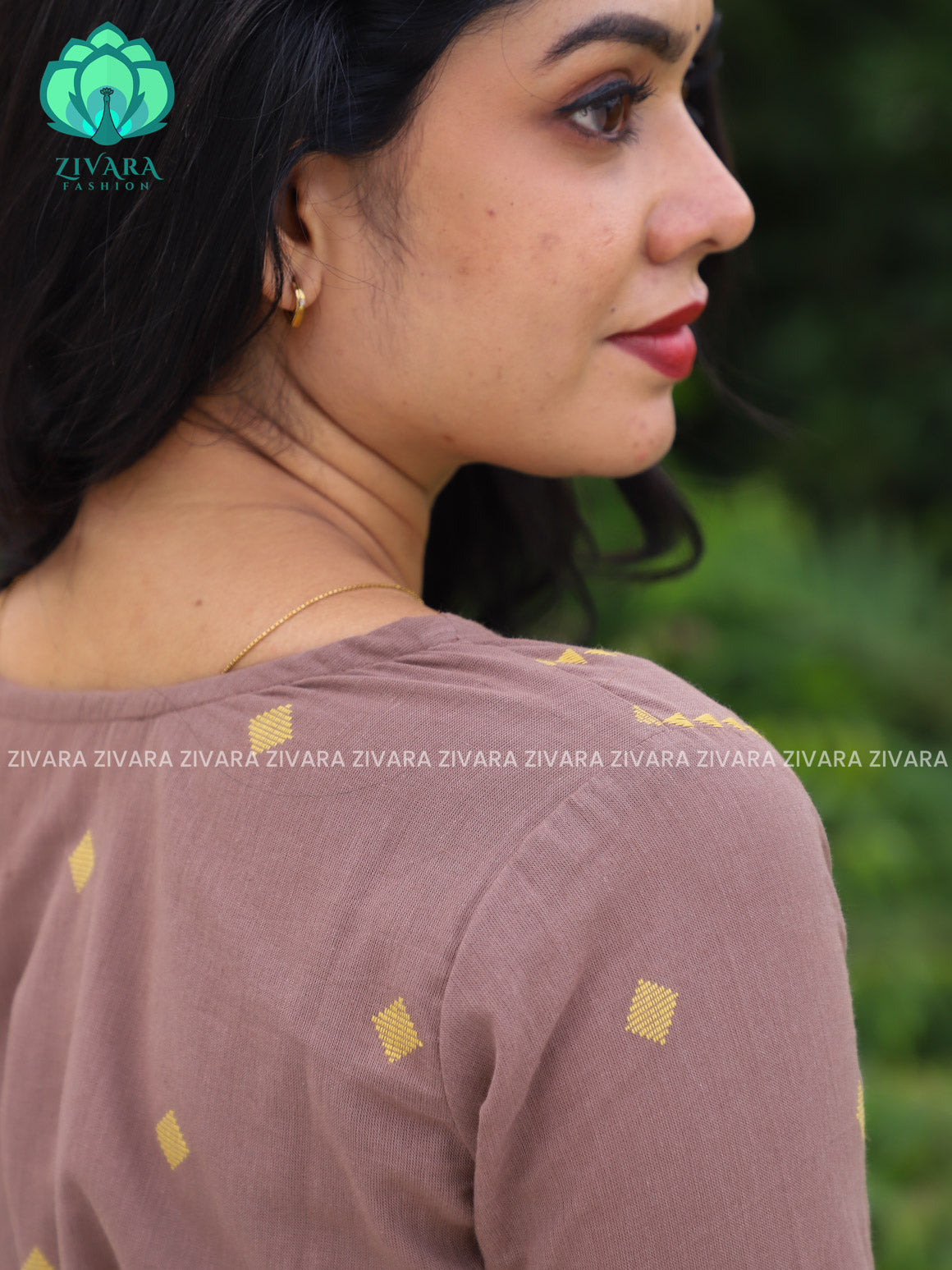 BROWN - Mona-  pure handloom cotton pre-washed Full length straight cut coord sets for women- Label Zivara