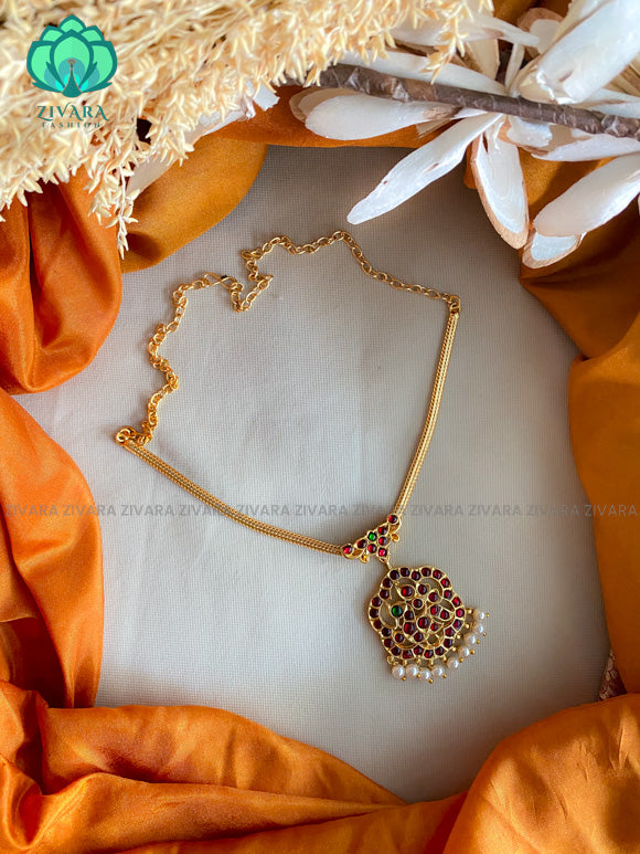 Red and Green- INIYA - Simple kemp attigai neckwear - latest kemp dance jewellery collection