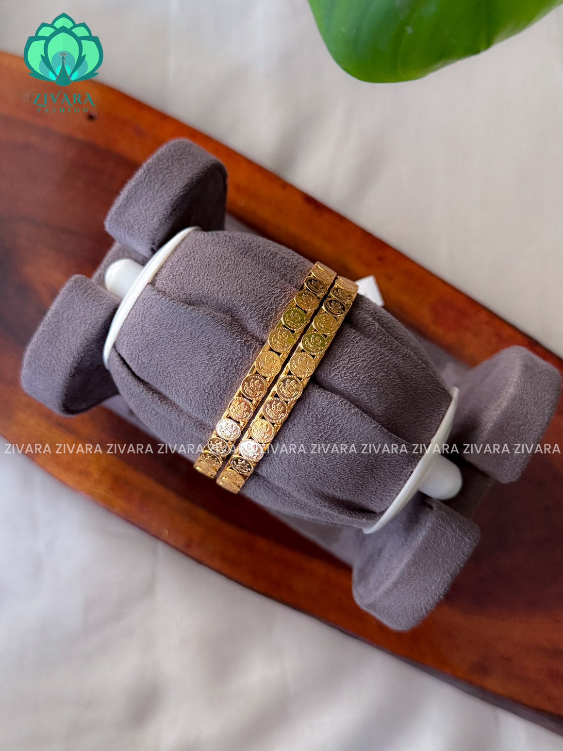 2 PIECE GOLD POLISH COIN BANGLES - Premium quality daily use bangles - Zivara fashion