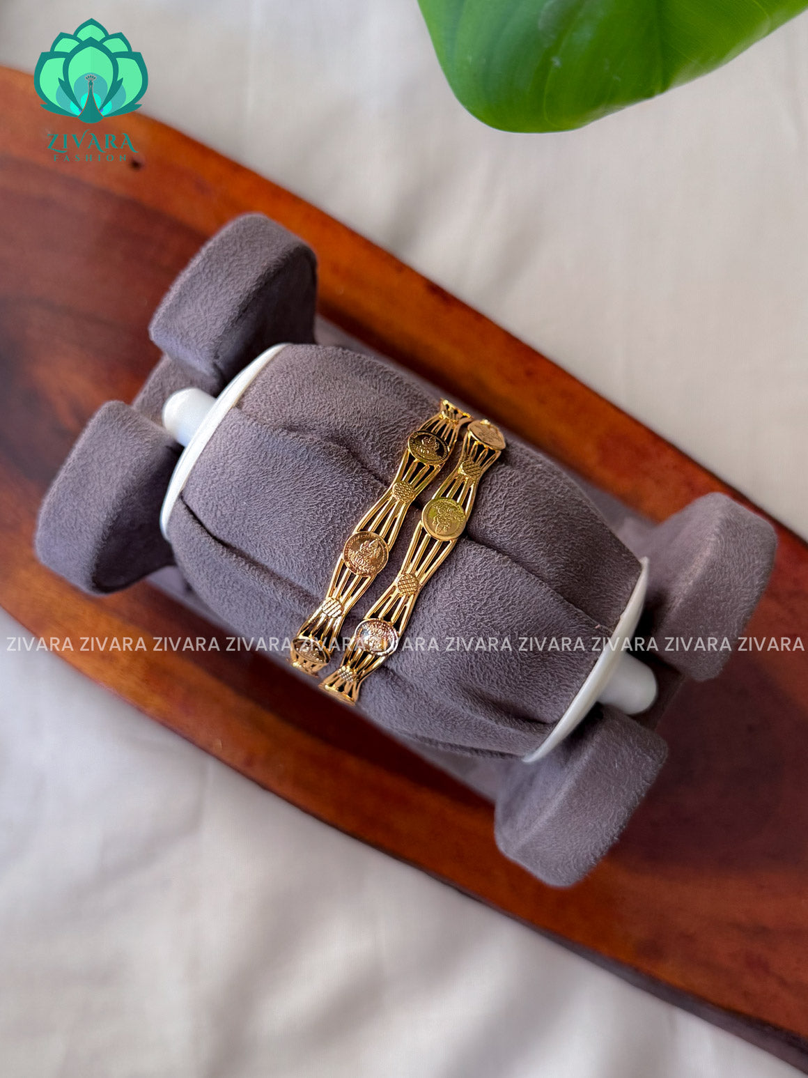 2 PIECE GOLD POLISH COIN BANGLES - Premium quality daily use bangles - Zivara fashion