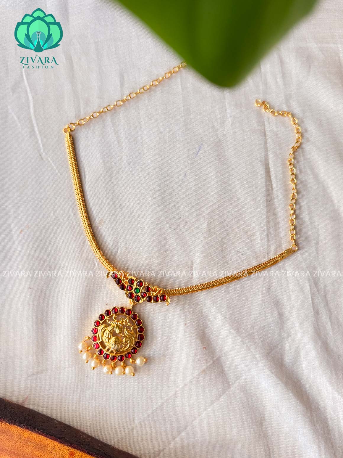 Red and Green- INIYA  - Simple kemp attigai neckwear - latest kemp dance jewellery collection