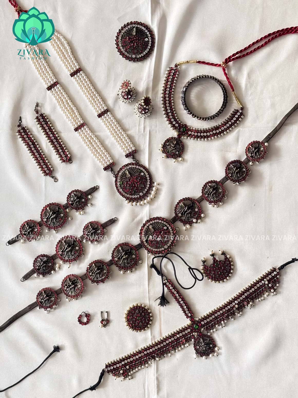 Nataraj- Black polish full bharathanatyam dance set  - latest kemp dance jewellery collection